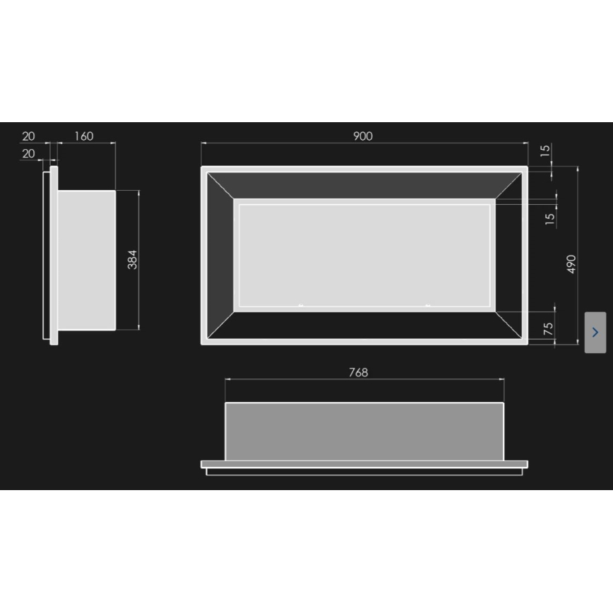 InFire - Ugradbeni BIO kamin 49x90 cm 3kW crna