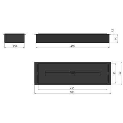 InFire - Ugradbeni BIO kamin 5,5x50 cm 3kW crna