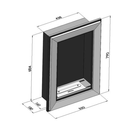 InFire - Ugradbeni BIO kamin 79x55 cm 3kW crna