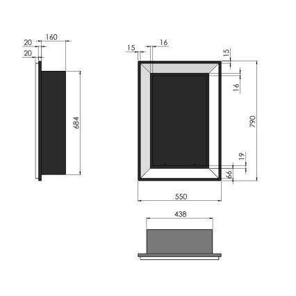 InFire - Ugradbeni BIO kamin 79x55 cm 3kW crna