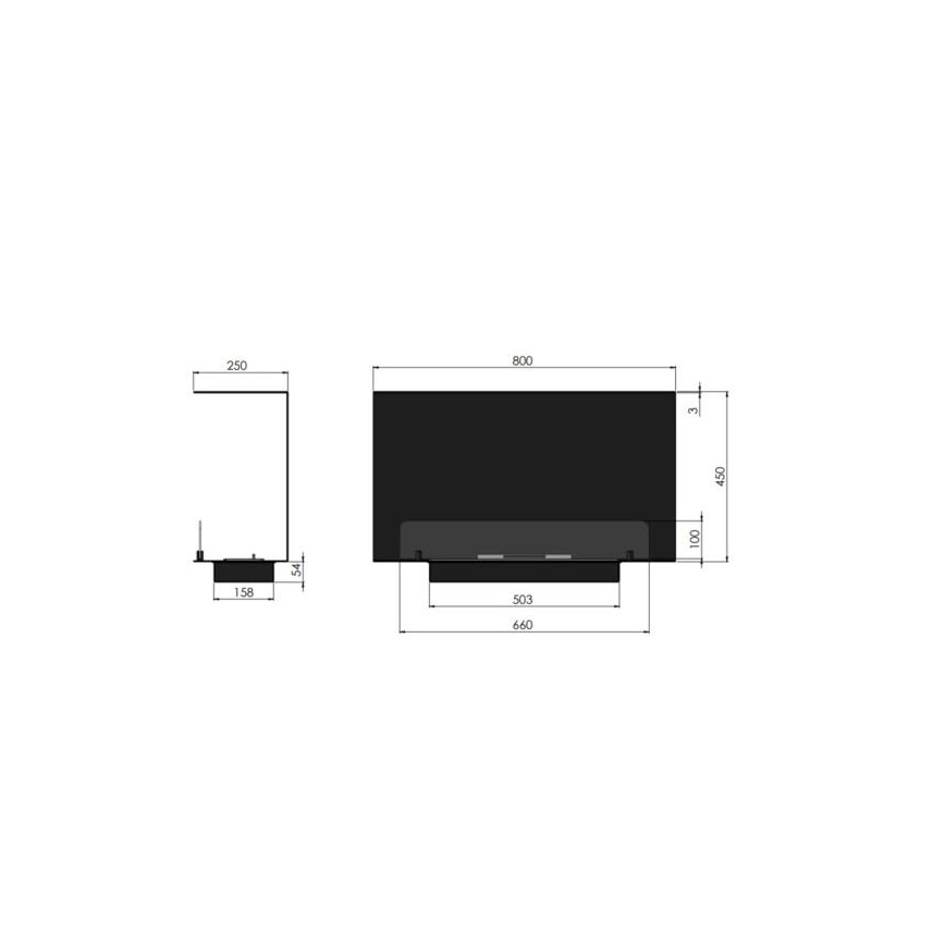 InFire - Ugradbeni BIO kamin 80x45 cm 3kW crna