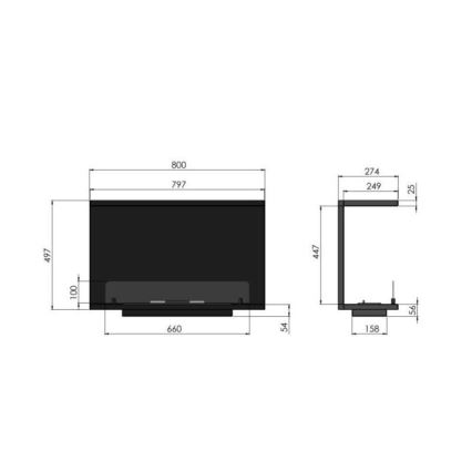 InFire - Ugradbeni BIO kamin 80x45 cm 3kW crna