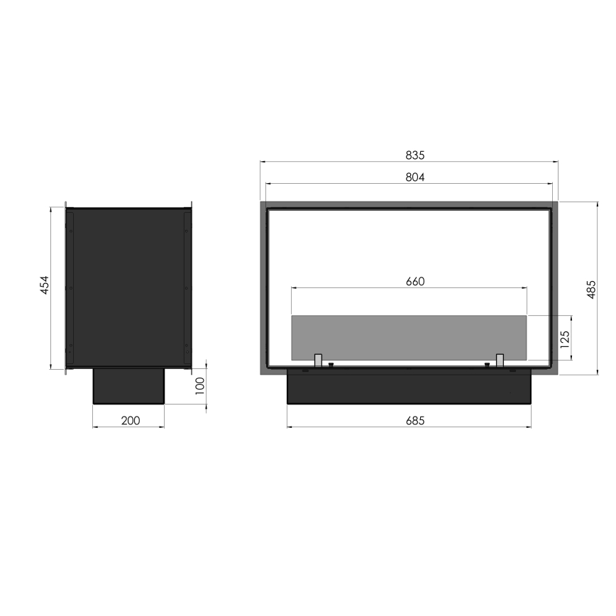 InFire - Ugrađeni BIO kamin 48,5x83,5 cm 3,5kW crna