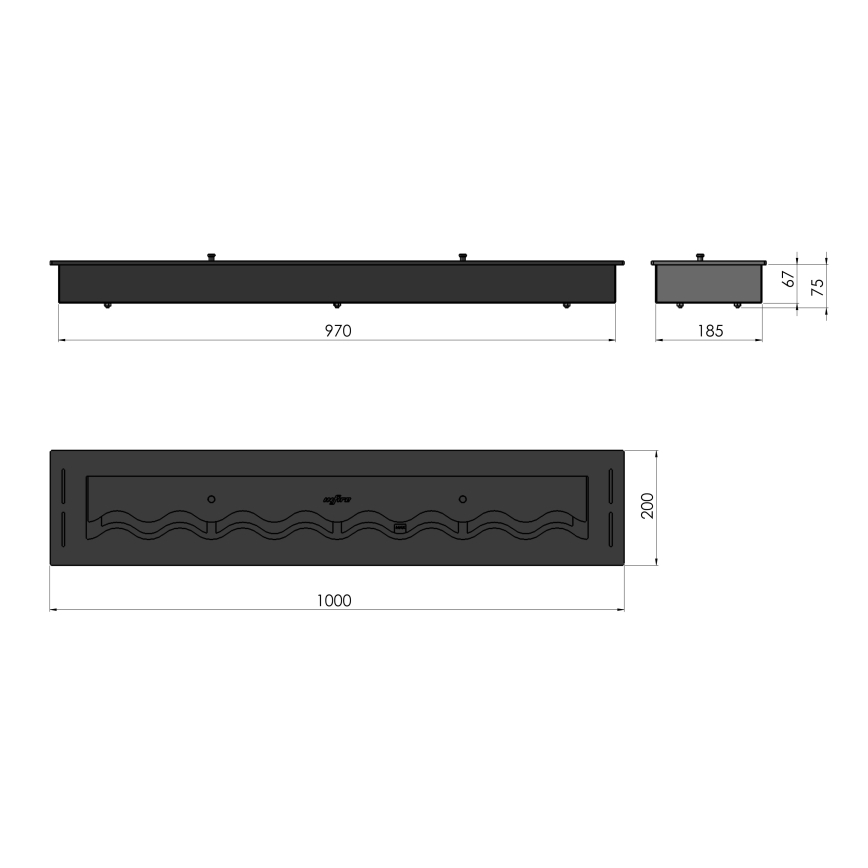 InFire - Ugrađeni BIO kamin 7,5x100 cm 6kW crna