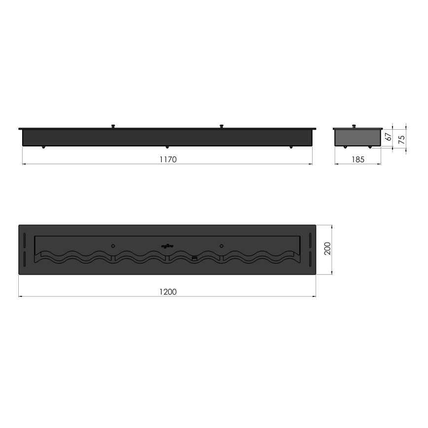 InFire - Ugrađeni BIO kamin 7,5x120 cm 7kW crna