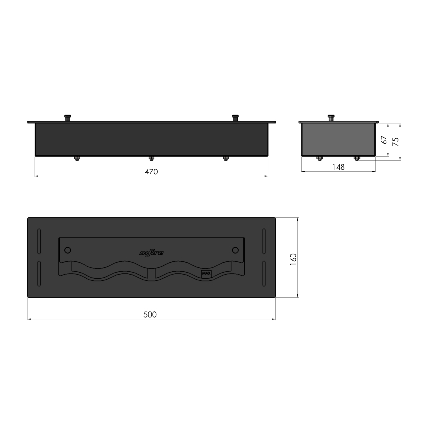 InFire - Ugrađeni BIO kamin 7,5x50 cm 3,5kW crna