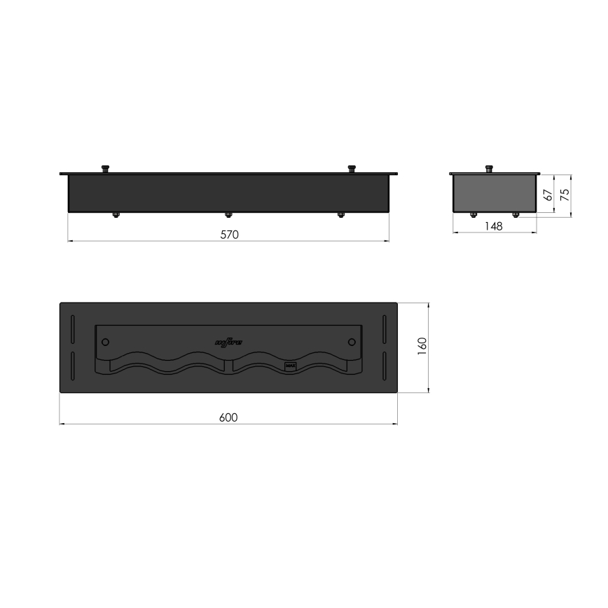 InFire - Ugrađeni BIO kamin 7,5x60 cm 3,5kW crna