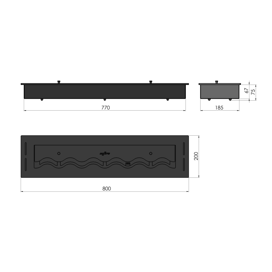 InFire - Ugrađeni BIO kamin 7,5x80 cm 6kW crna