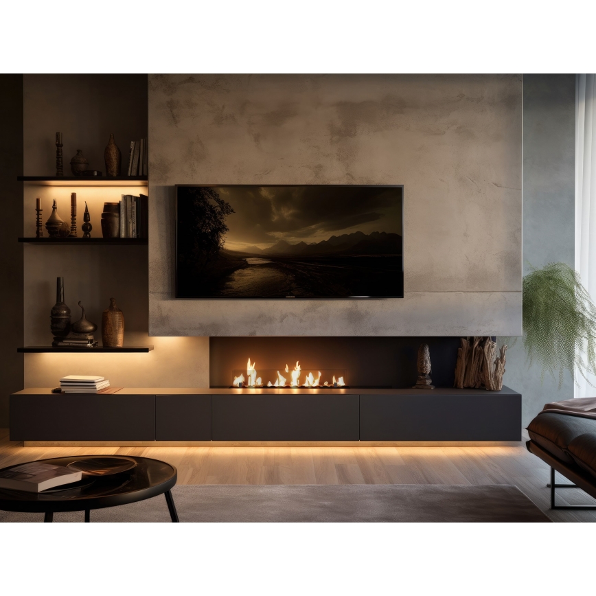 InFire - Ugrađeni BIO kamin 8,5x100 cm 6kW crna