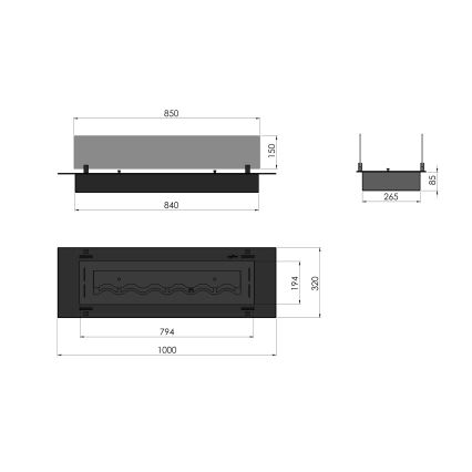 InFire - Ugrađeni BIO kamin 8,5x100 cm 6kW crna