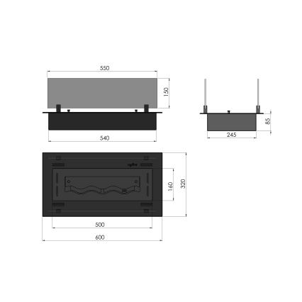 InFire - Ugrađeni BIO kamin 8,5x60 cm 3,5kW crna