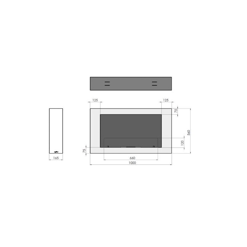 InFire - Zidni BIO kamin 100x56 cm 3kW bijela