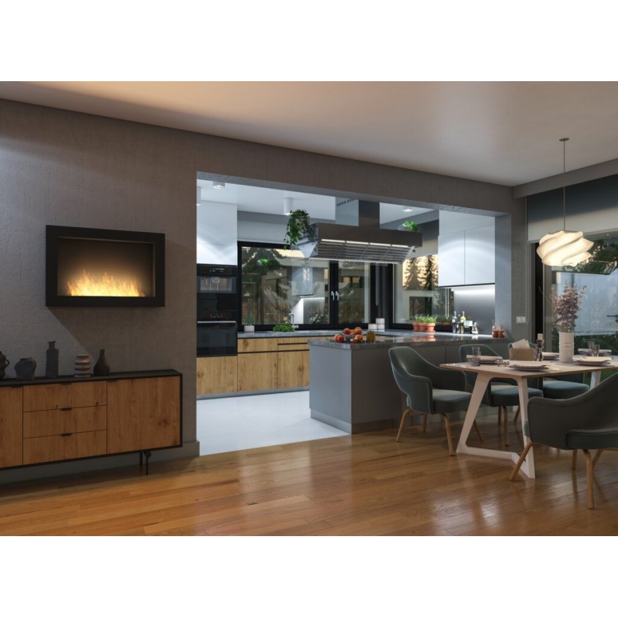 InFire - Zidni BIO kamin 100x56 cm 3kW crna