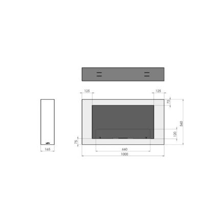 InFire - Zidni BIO kamin 100x56 cm 3kW crna