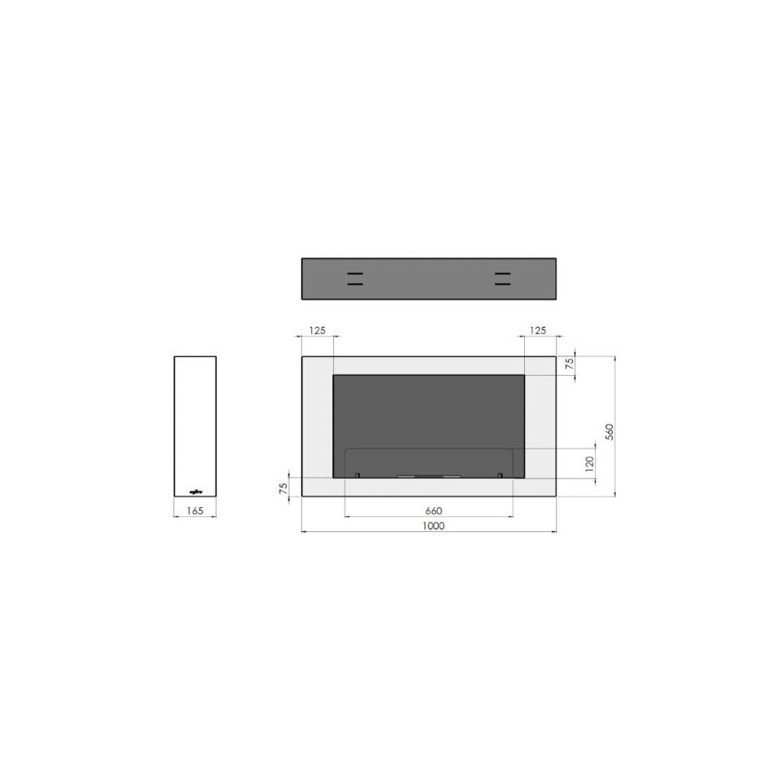 InFire - Zidni BIO kamin 100x56 cm 3kW crna