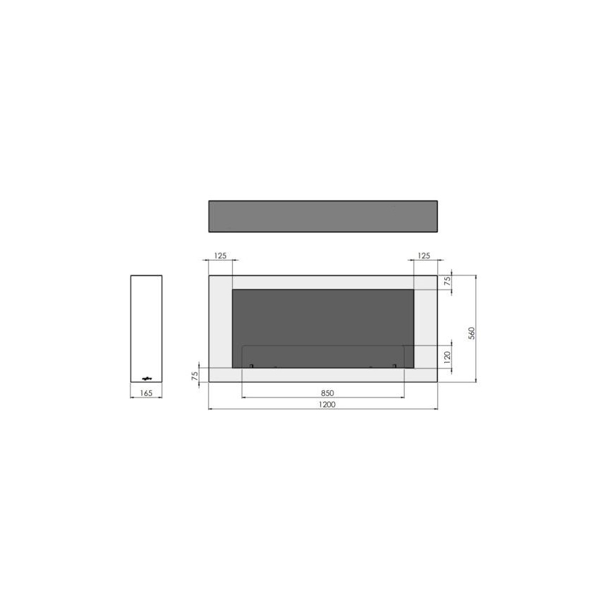 InFire - Zidni BIO kamin 120x56 cm 3kW bijela