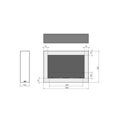 InFire - Zidni BIO kamin 80x56 cm 3kW bijela