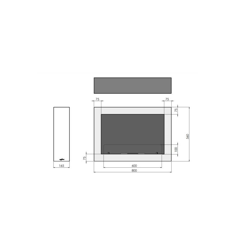 InFire - Zidni BIO kamin 80x56 cm 3kW bijela