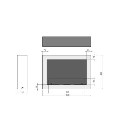 InFire - Zidni BIO kamin 80x56 cm 3kW crna