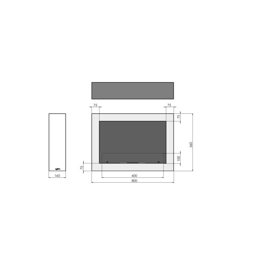 InFire - Zidni BIO kamin 80x56 cm 3kW crna