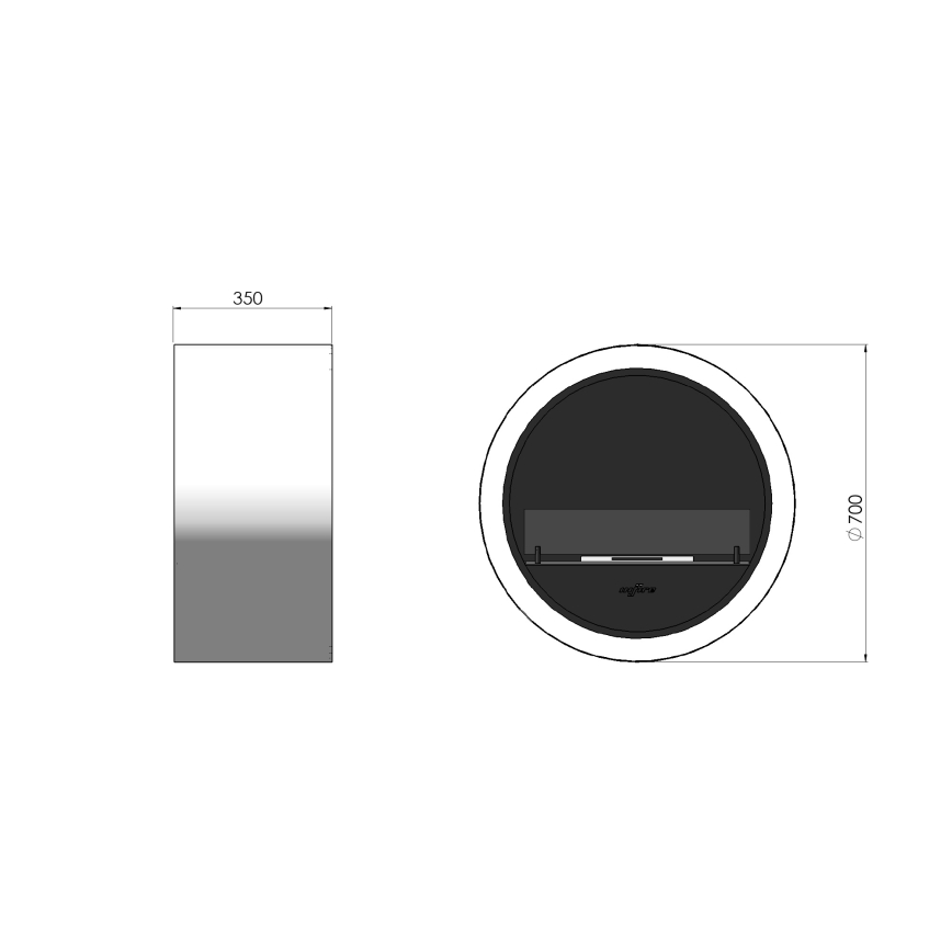 InFire - Zidni BIO kamin pr. 70 cm 3kW bijela