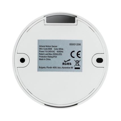 Infracrveni senzor pokreta 360° 200W/230V bijela