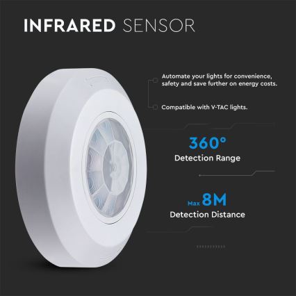 Infracrveni senzor pokreta 360° 200W/230V bijela