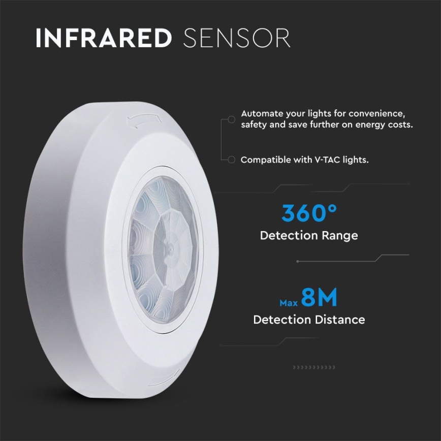 Infracrveni senzor pokreta 360° 200W/230V bijela