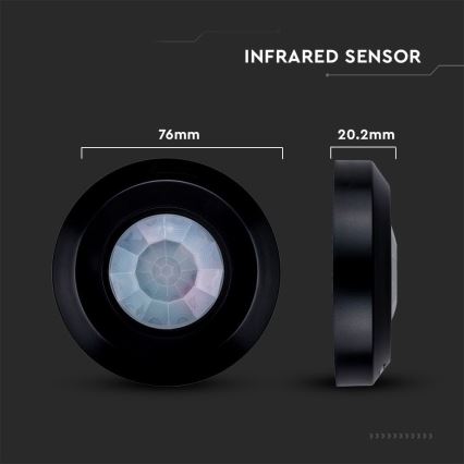 Infracrveni senzor pokreta 360° 200W/230V crna