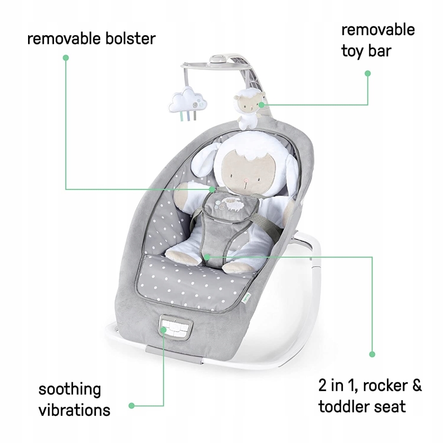 Ingenuity - Dječja njihaljka s melodijom CUDDLE LAMB 3xLR14
