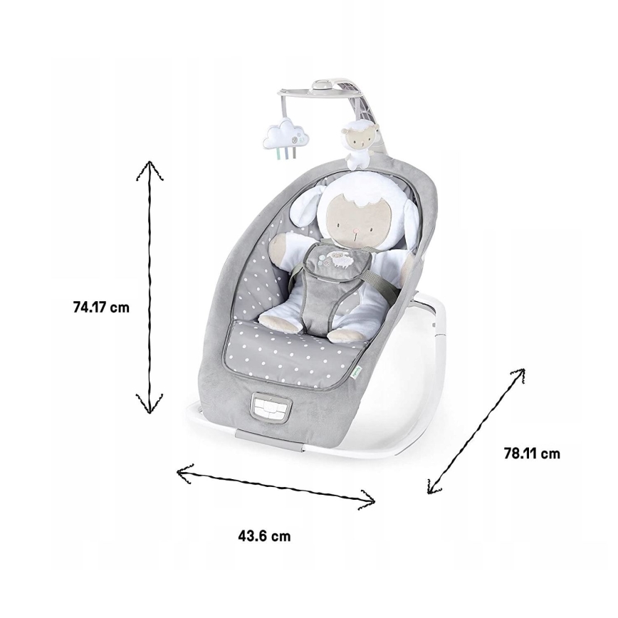 Ingenuity - Dječja njihaljka s melodijom CUDDLE LAMB 3xLR14