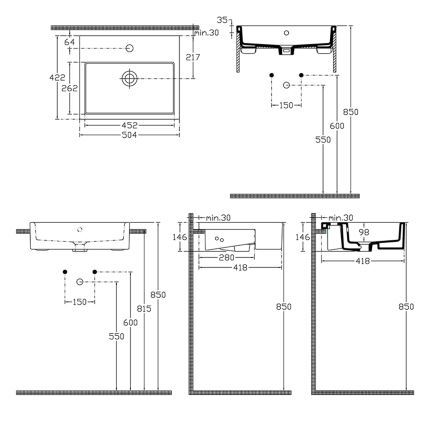 Isvea - Polu-ugrađeni umivaonik PURITY 50x42 cm keramika/bijela