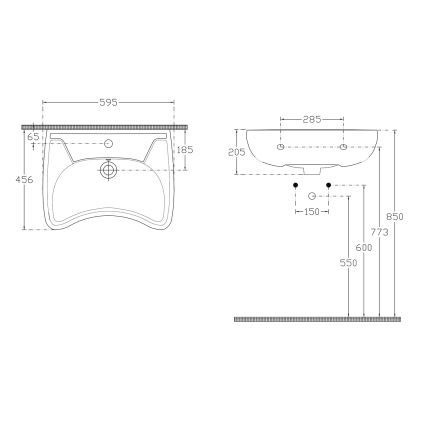 Isvea - Zidni umivaonik prilagođen osobama s invaliditetom 45,6x59,5 cm keramika/bijela