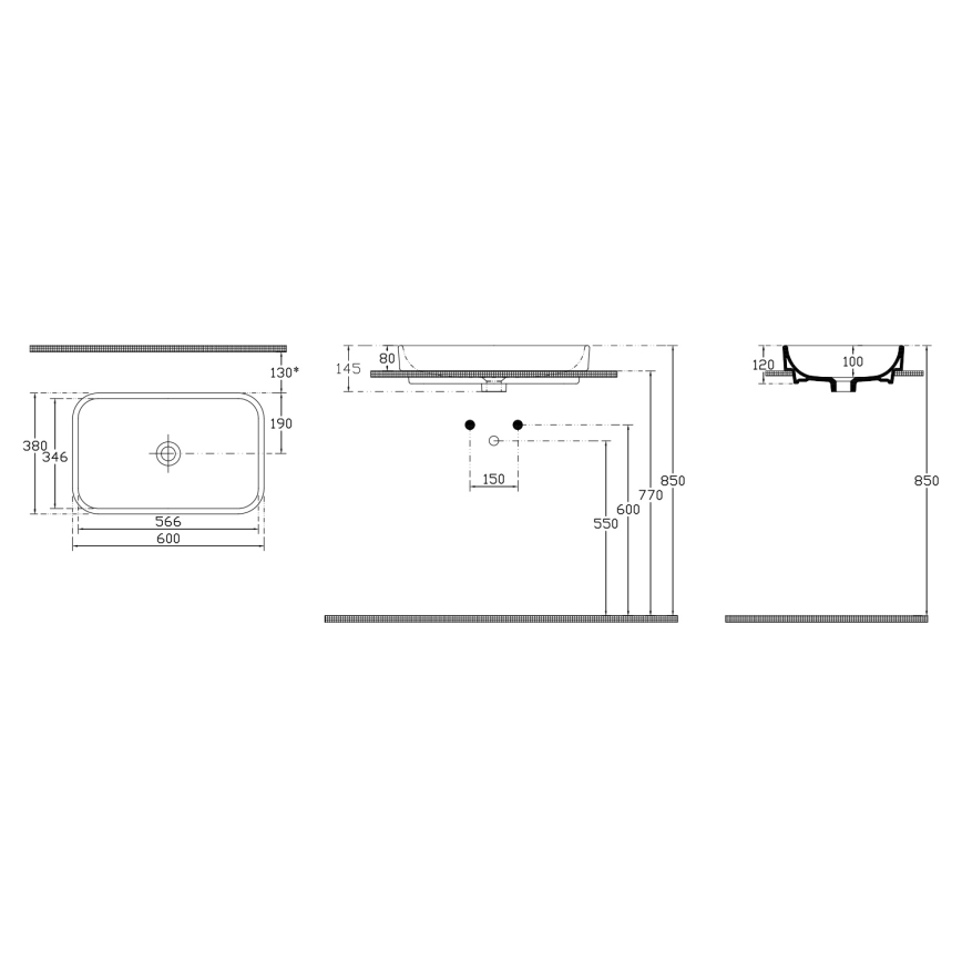 Isvea - Umivaonik za postavljanje na ploču AQUA 60x38 cm keramika/bijela