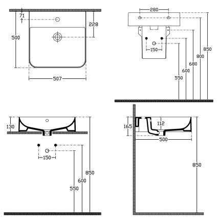 Isvea - Umivaonik za ugradnju na ploču/zidni SOTT AQUA 50x50 cm keramika/bijela