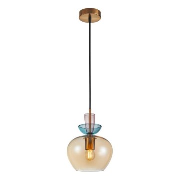 ITALUX - Luster na sajli FANDA 1xE27/40W/230V zlatna/zadimljeno bež