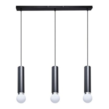 ITALUX - Luster na sajli MACERA 3xE27/40W/230V crna