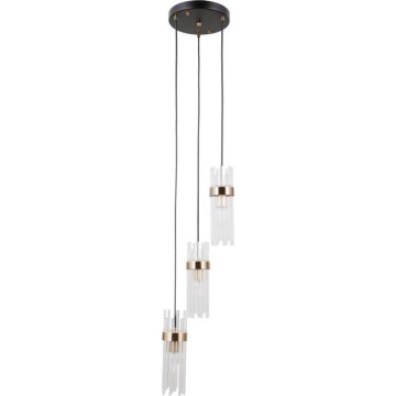 ITALUX - Luster na sajli TARASO 3xE14/40W/230V crna/zlatna