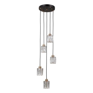 ITALUX - Luster na sajli TORNO 5xE14/40W/230V crna/zlatna