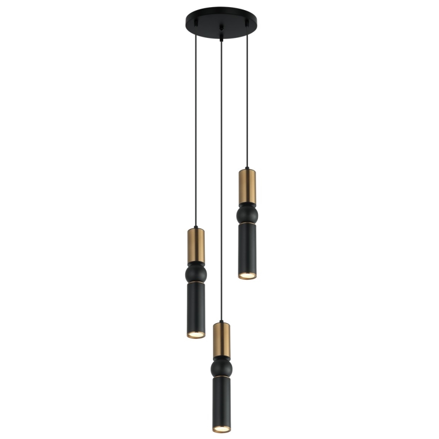 ITALUX - Luster na sajli ISIDORA 3xGU10/25W/230V crna/bronca