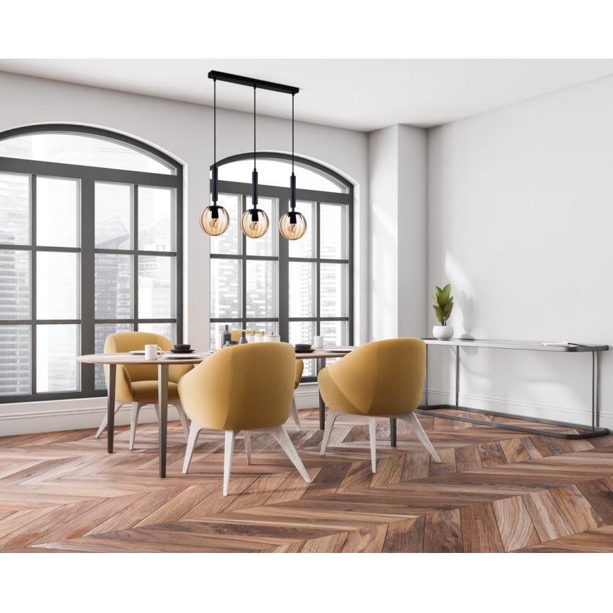 ITALUX - Luster na sajli RAVENA 3xE27/10W/230V crna