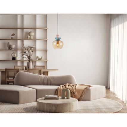 ITALUX - Luster na sajli FANDA 1xE27/40W/230V zlatna/zadimljeno bež