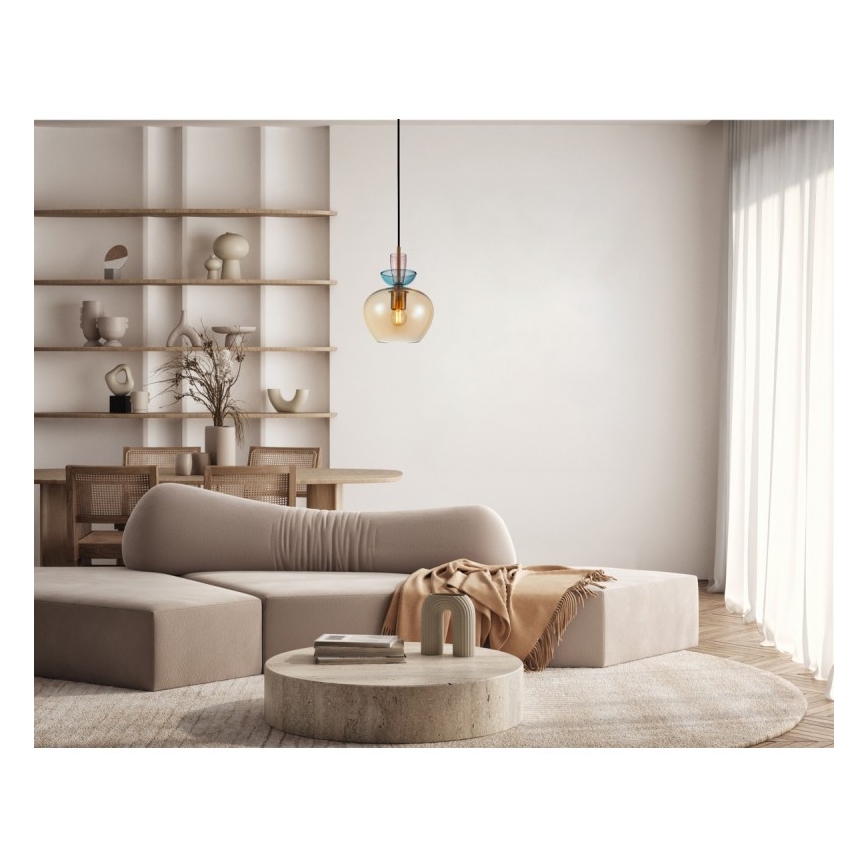 ITALUX - Luster na sajli FANDA 1xE27/40W/230V zlatna/zadimljeno bež