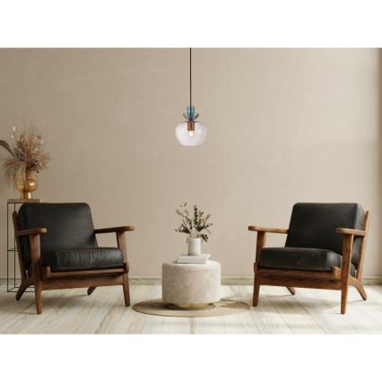 ITALUX - Luster na sajli FANDA 1xE27/40W/230V zlatna/dimno siva