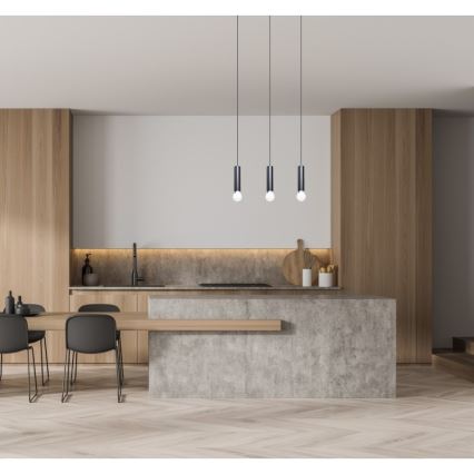 ITALUX - Luster na sajli MACERA 3xE27/40W/230V crna