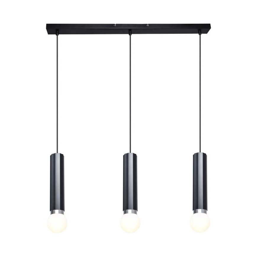 ITALUX - Luster na sajli MACERA 3xE27/40W/230V crna