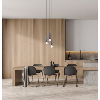 ITALUX - Viseći luster MACERA na sajli 3xE27/40W/230V crni