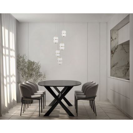 ITALUX - LED luster na sajli ALANI 5xLED/5,6W/230V 3000K crna/zlatna
