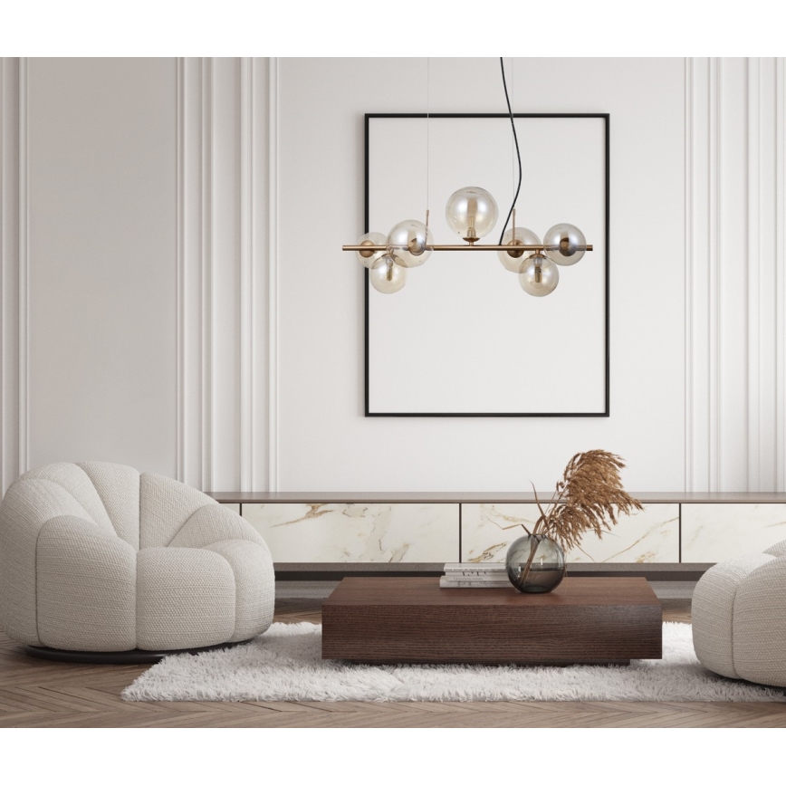 ITALUX - Luster na užetu CANELLO 7xG9/5W/230V mesing