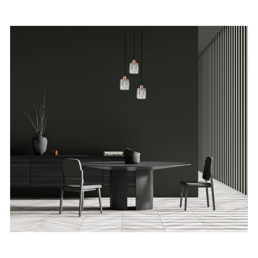 ITALUX - Luster na sajli TORNO 3xE14/40W/230V crna/zlatna
